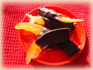 Candied Pomelo Rinds Dipped in Bittersweet Chocolate